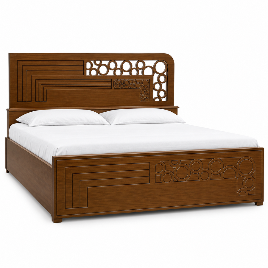 Delux Furniture bd circular lattice wooden bed front view