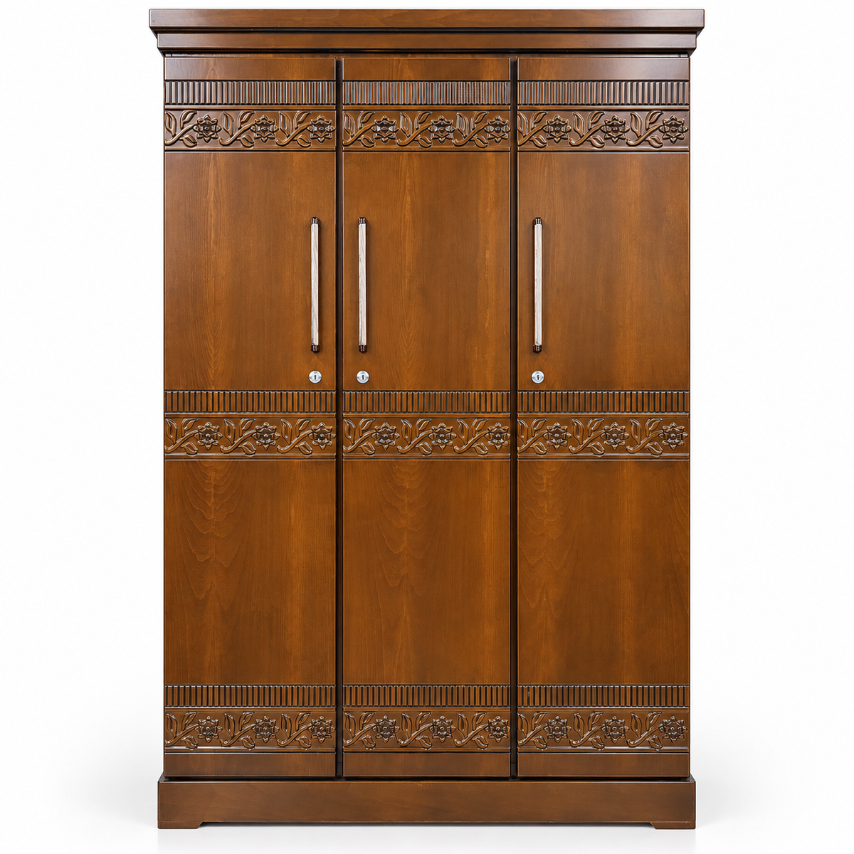 Delux Furniture floral vine 3 door almirah front view on white