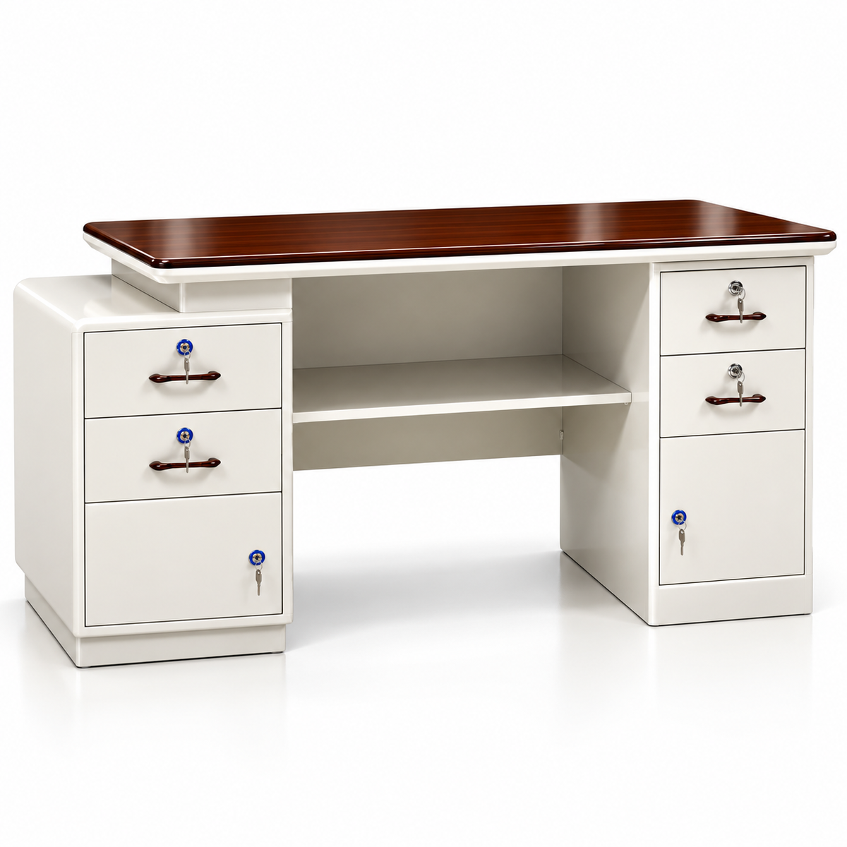 Premium executive office desk on white studio background