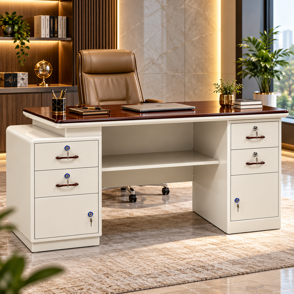Premium office desk in luxury executive office interior